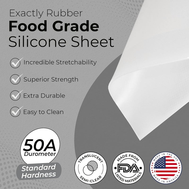 Exactly Rubber - Translucent Silicone Sheet, 50A Durometer, Semi Clear, Resistant -80 to 450F, Food-Grade Placemat, 450% Elongation, Made in The USA, 1/16 x 3" x 9" - Image 2